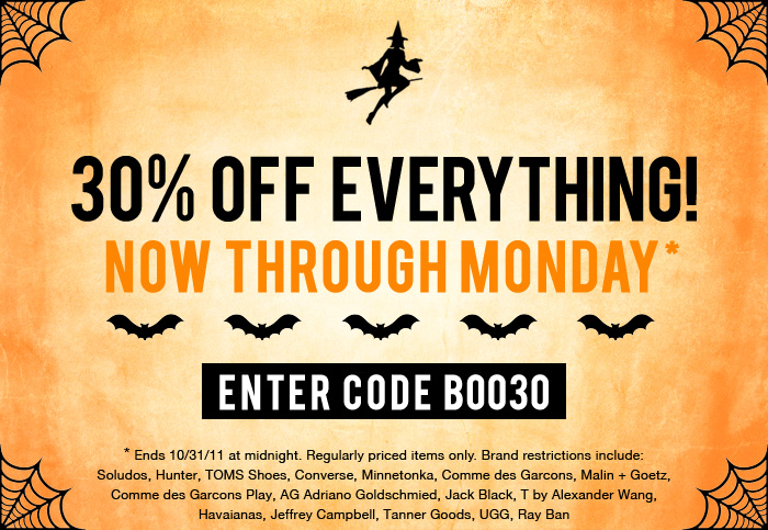 Happy Halloween!  Take 30% off storewide - some restrictions apply